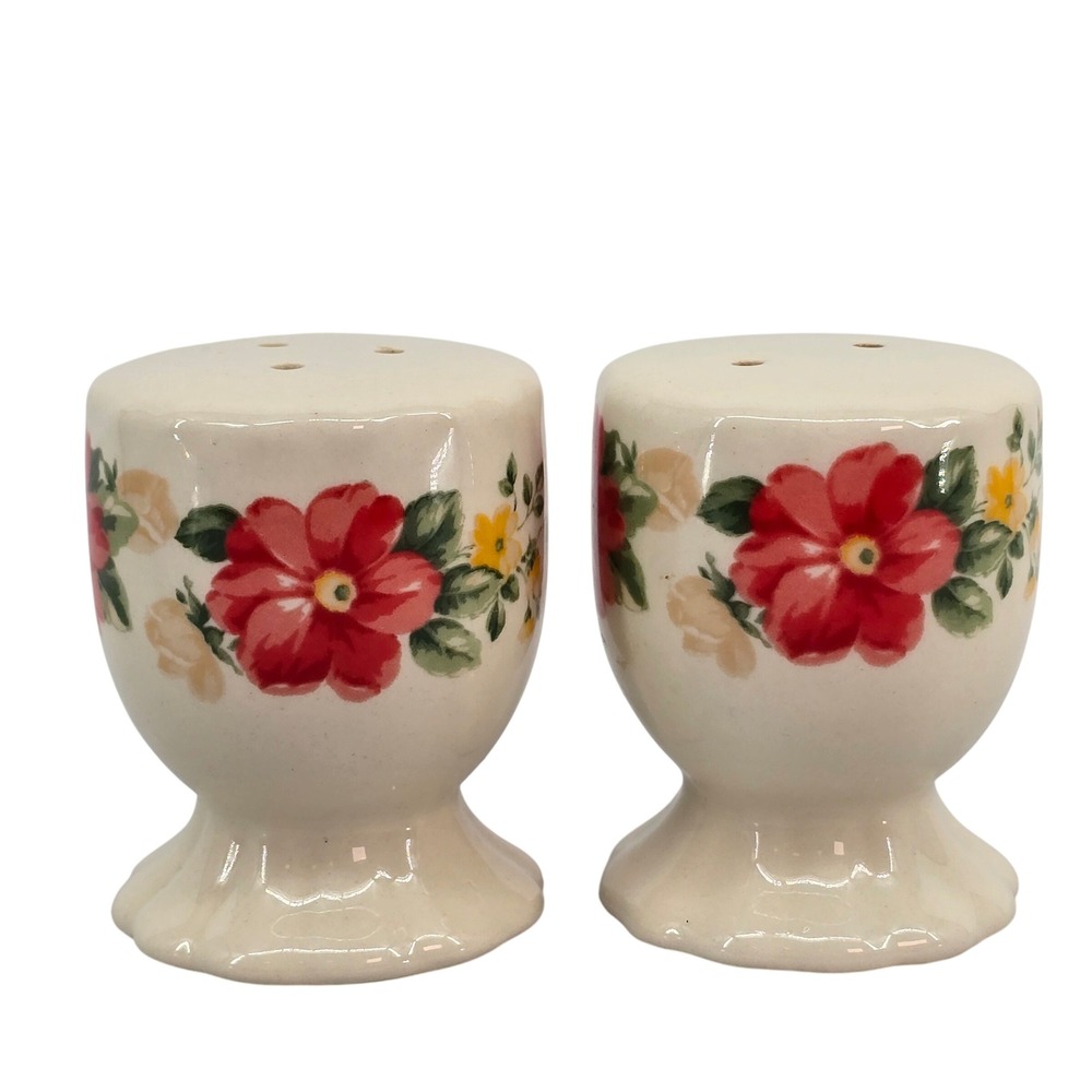 The Pioneer Woman Vintage Floral Salt and Pepper Shaker Set Creamy White Ceramic